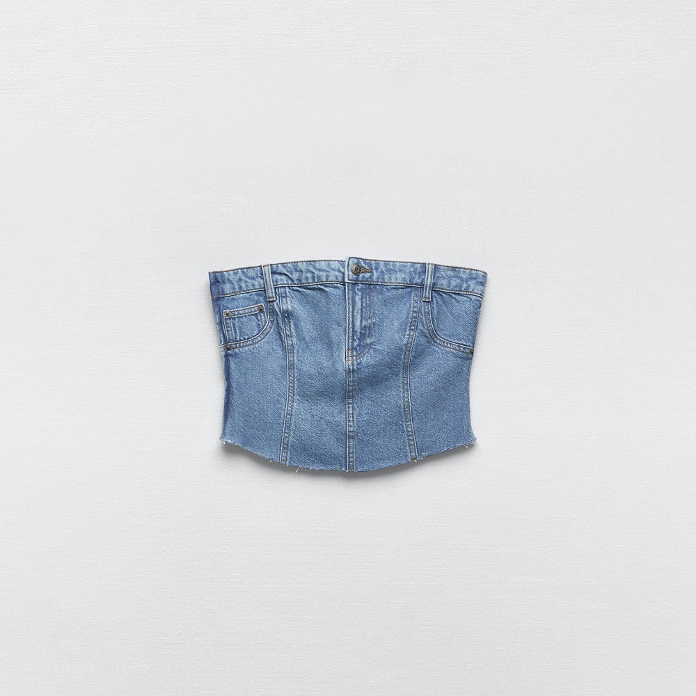 ZARA DENIM TOP - Picture 4 of 7